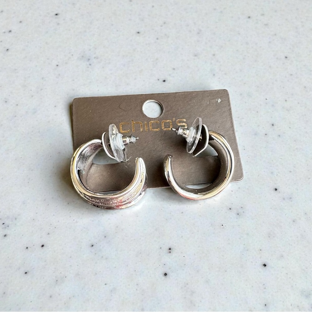 Chico's Silver Cuff Hoop Earrings